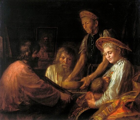 Крестьянский обед. Худ. М. Шибанов, 1774 г. Государственная Третьяковская галерея, Москва